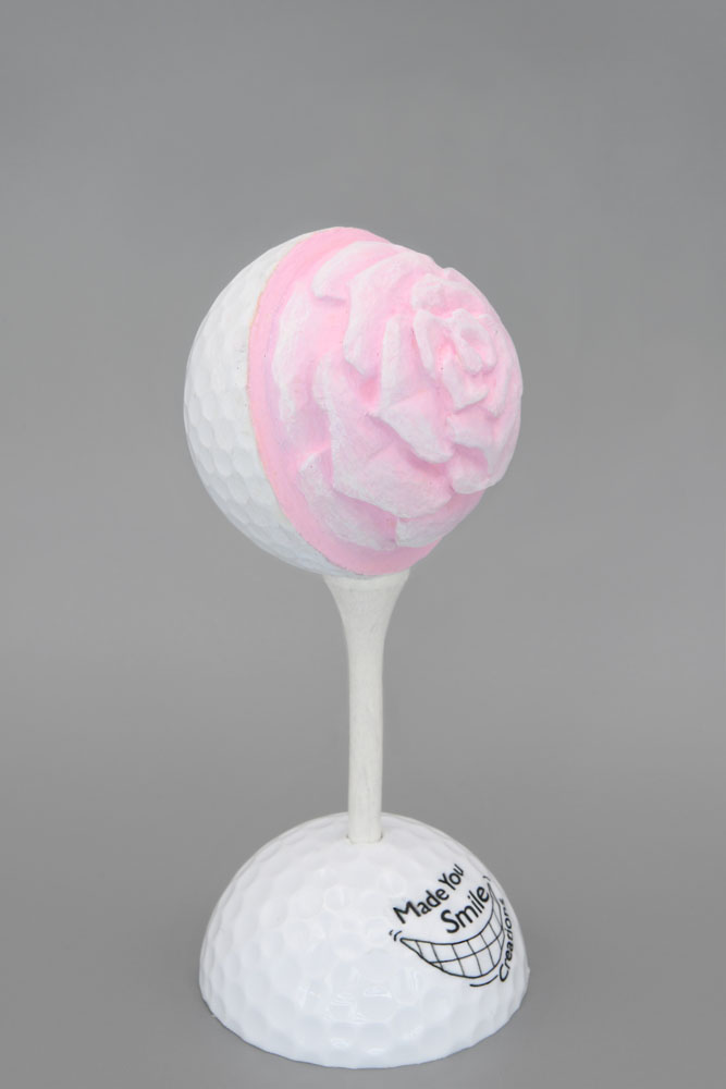 Pink Flower Carved Golf Ball Art