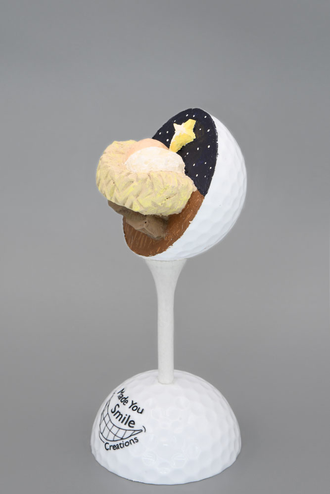 Nativity - Baby Jesus Carved Golf Ball Art