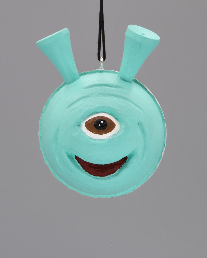 Smiling Alien Carved Golf Ball Art