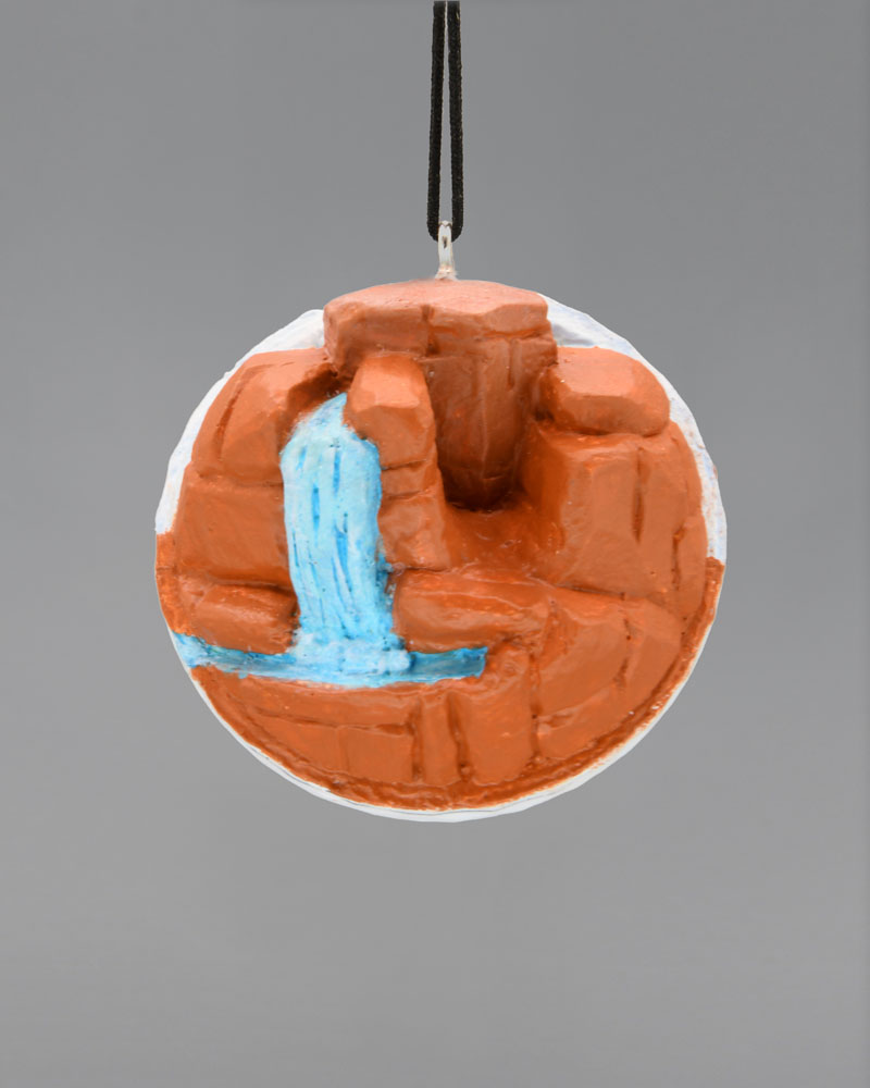 Red Rock Waterfall Carved Golf Ball Art