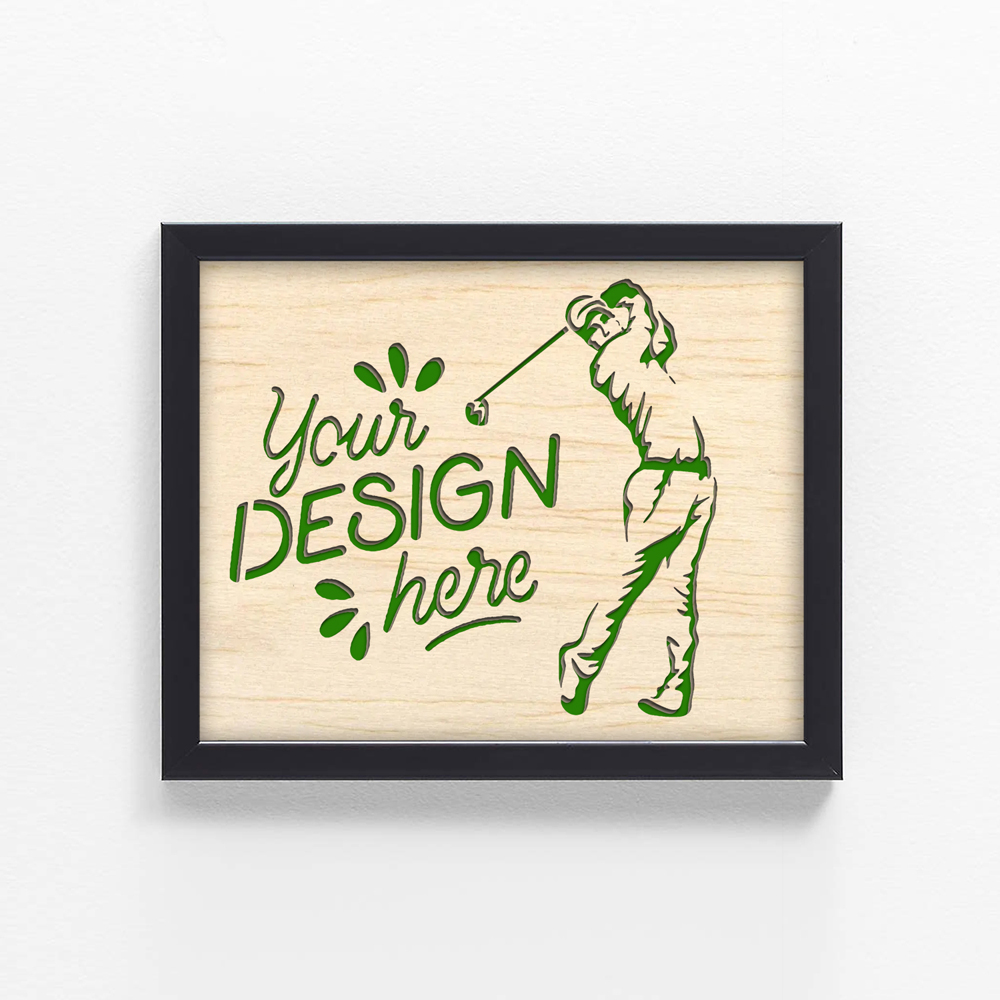 Golfer with Your Logo Wood Art