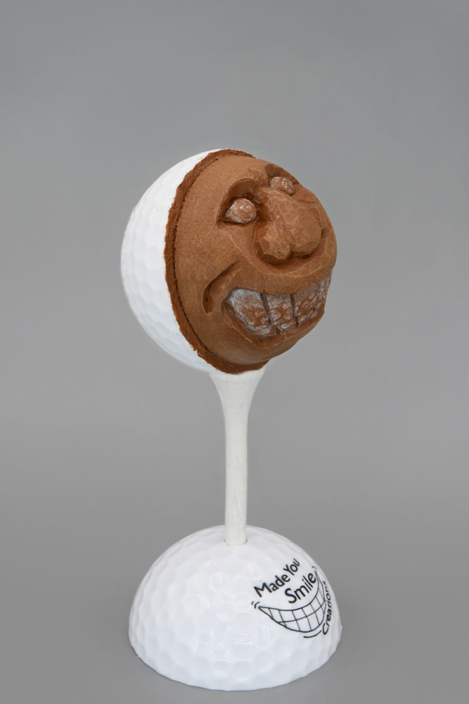 Tiki Guy Carved Golf Ball Art