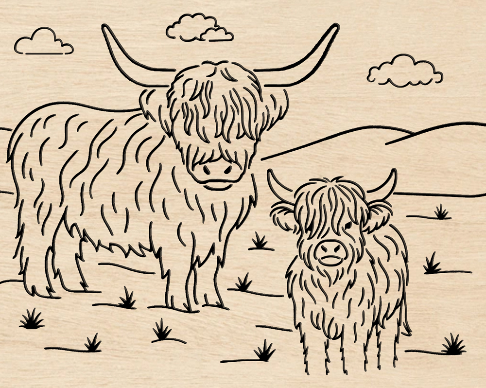 Highland Cows Wood Art