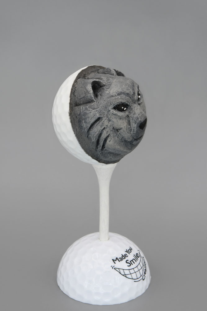 Wolf Carved Golf Ball Art