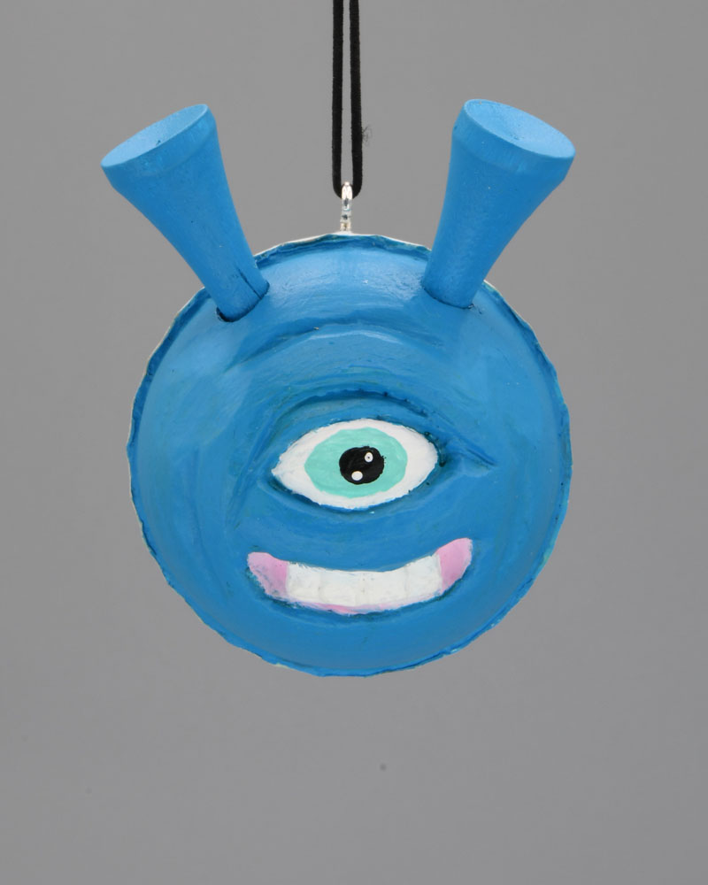 Blue Alien Carved Golf Ball Art