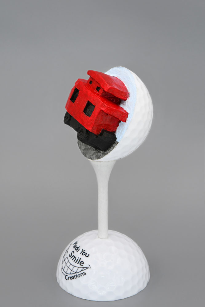 Train Caboose Carved Golf Ball Art