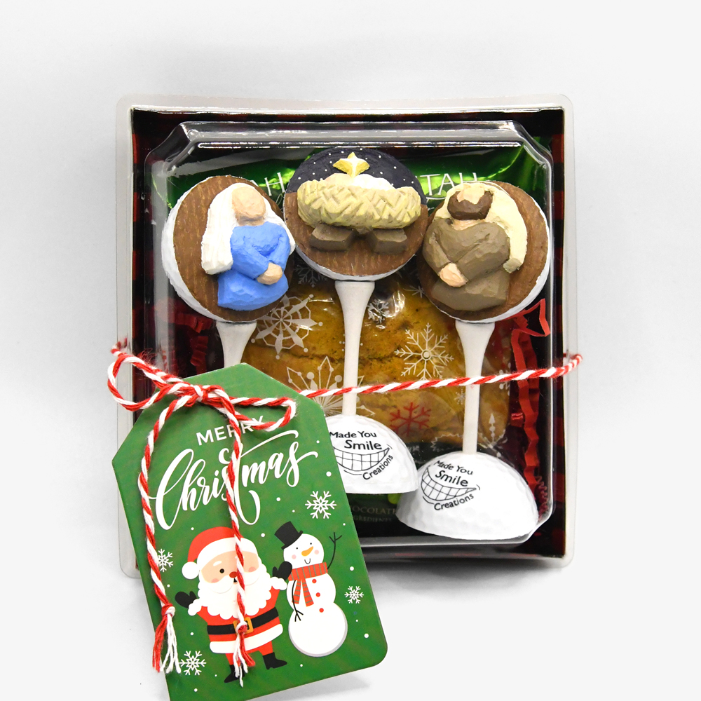 Nativity Carved Golf Ball Set & Treat Gift Box