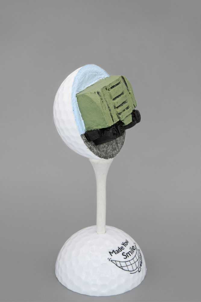 Train Boxcar Carved Golf Ball Art