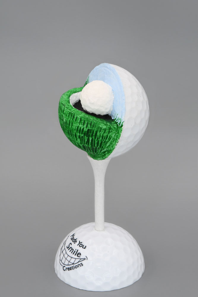 Hole in One Carved Golf Ball Art 