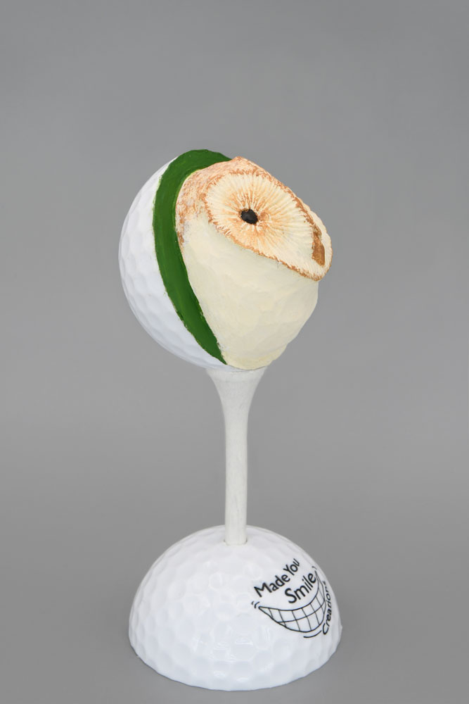 Owl Carved Golf Ball Art