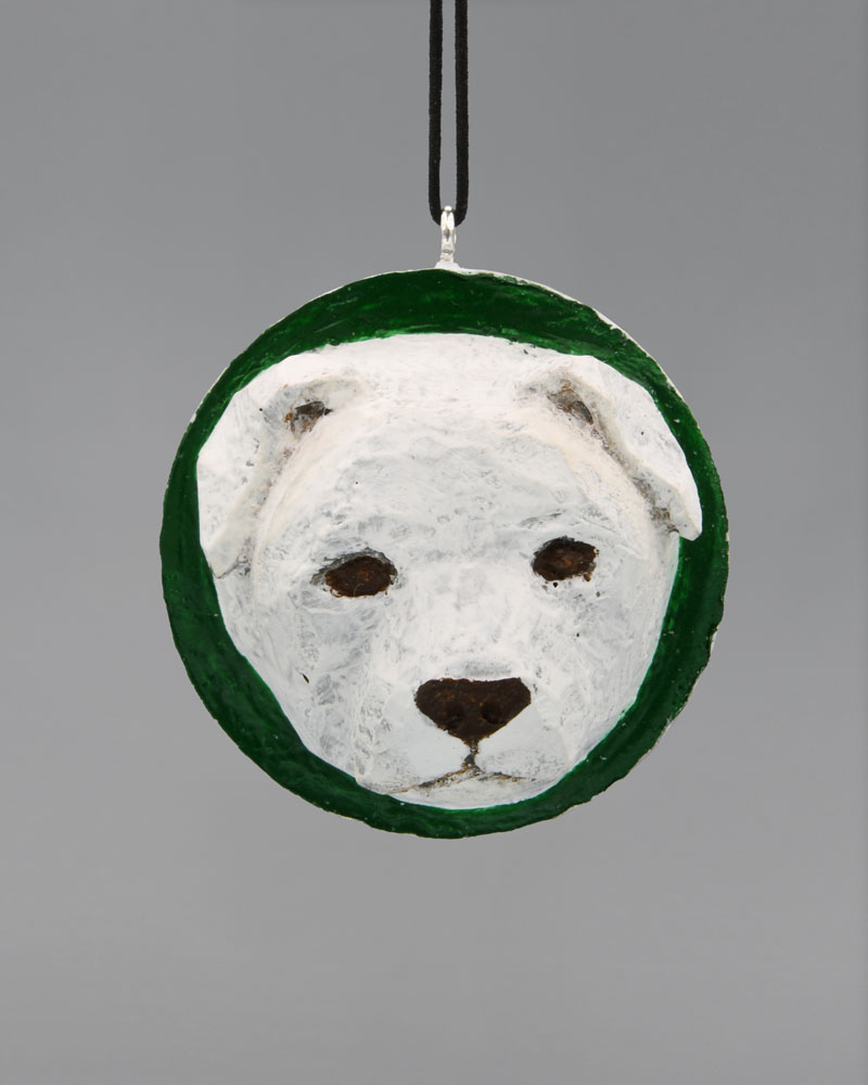 White Dog Carved Golf Ball Art