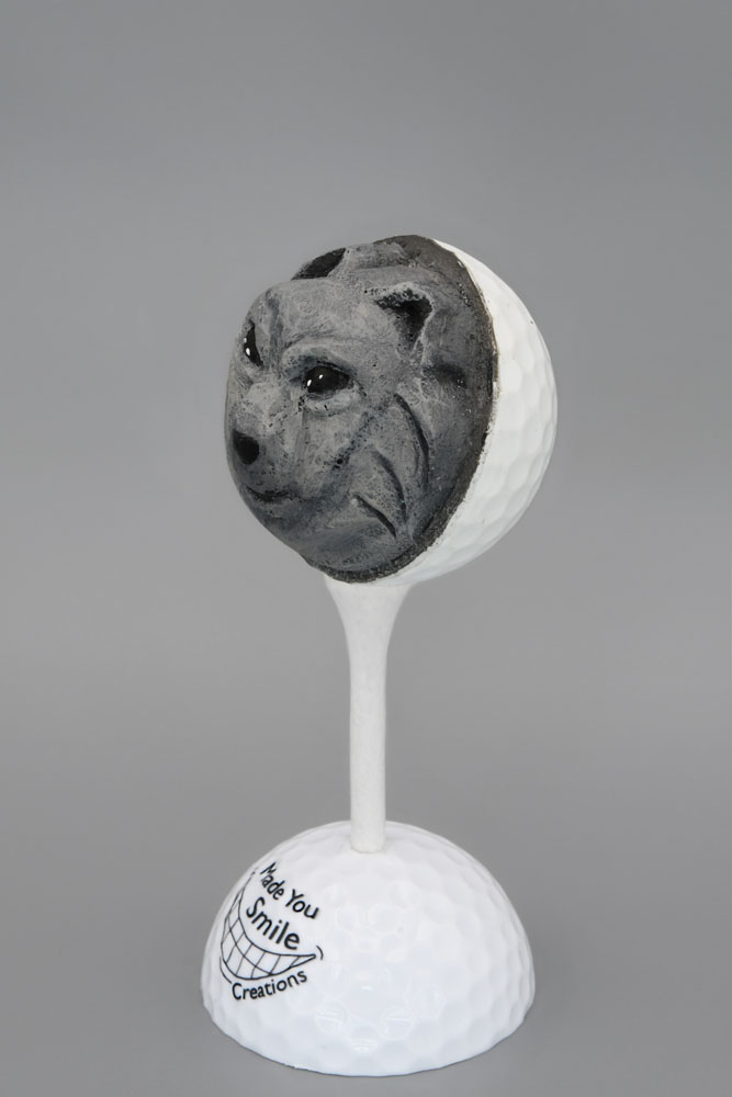 Wolf Carved Golf Ball Art