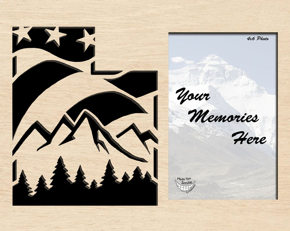 Patriotic Utah Wood Art Photo Mat