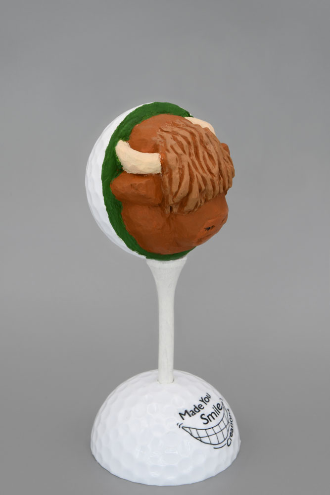 Highland Cow Carved Golf Ball Art