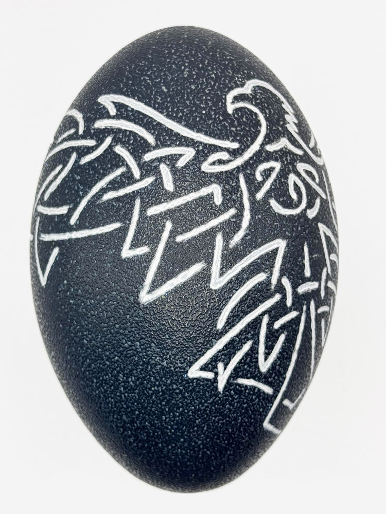 "Eternal Wing" Celtic Eagle Hand Carved Emu Egg