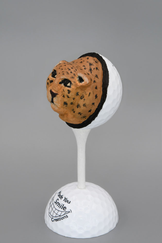 Leopard Carved Golf Ball Art