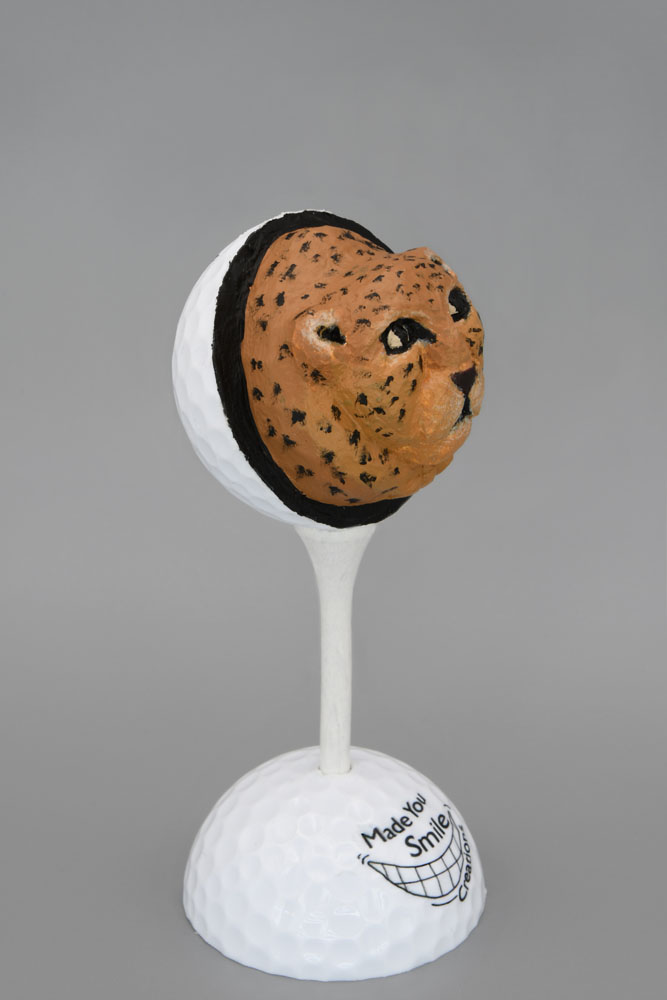 Leopard Carved Golf Ball Art