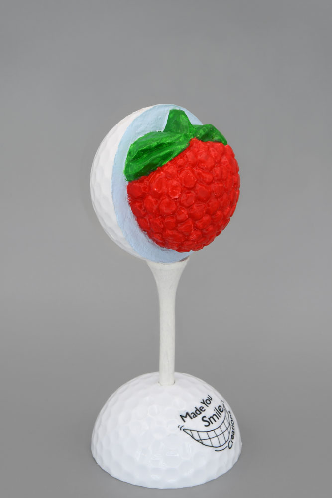 Raspberry Carved Golf Ball Art