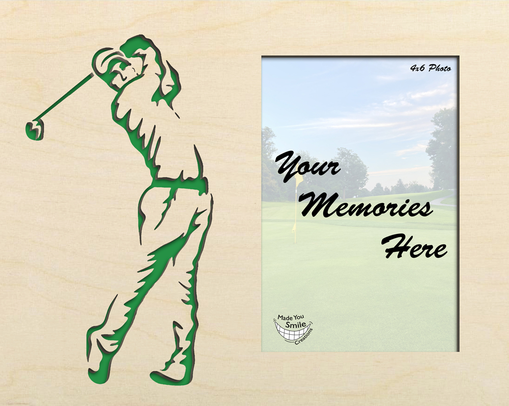 Golfer Wood Art Photo Mat