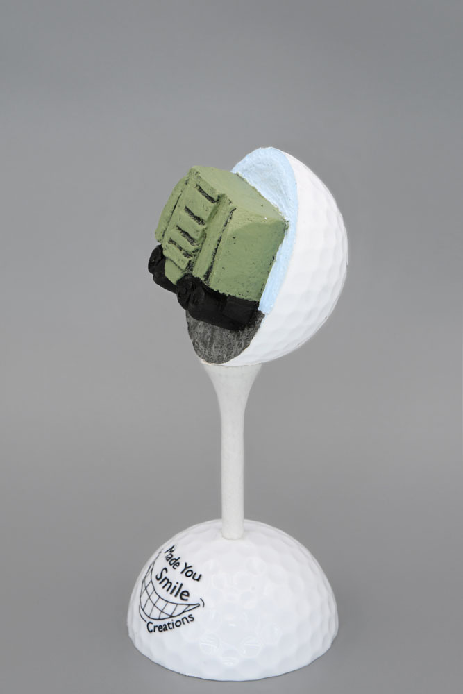 Train Boxcar Carved Golf Ball Art