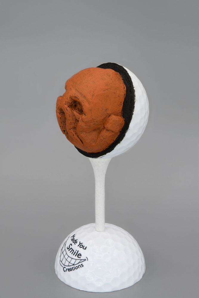 Skull Rock Carved Golf Ball Art