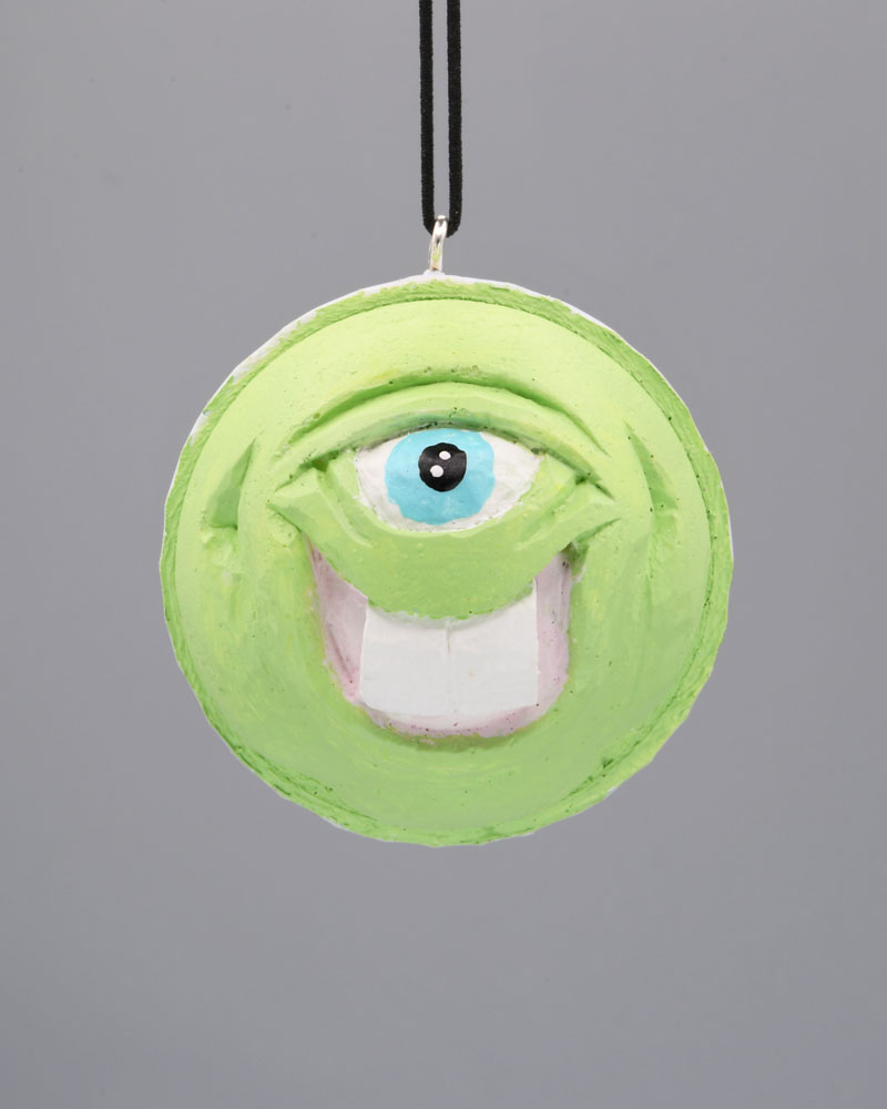 Green Alien with Big Teeth Carved Golf Ball Art