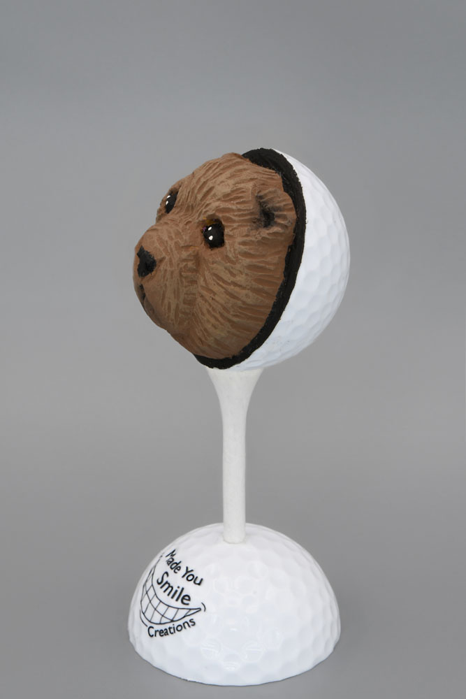 Teddy Bear Carved Golf Ball Art
