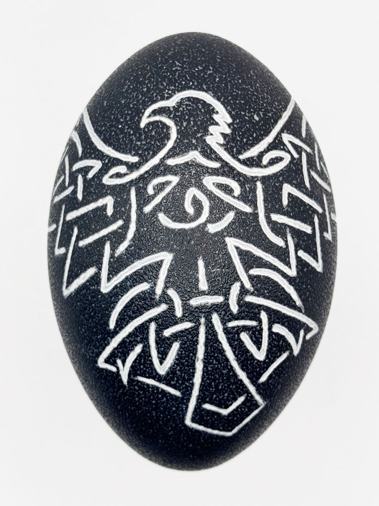 "Eternal Wing" Celtic Eagle Hand Carved Emu Egg
