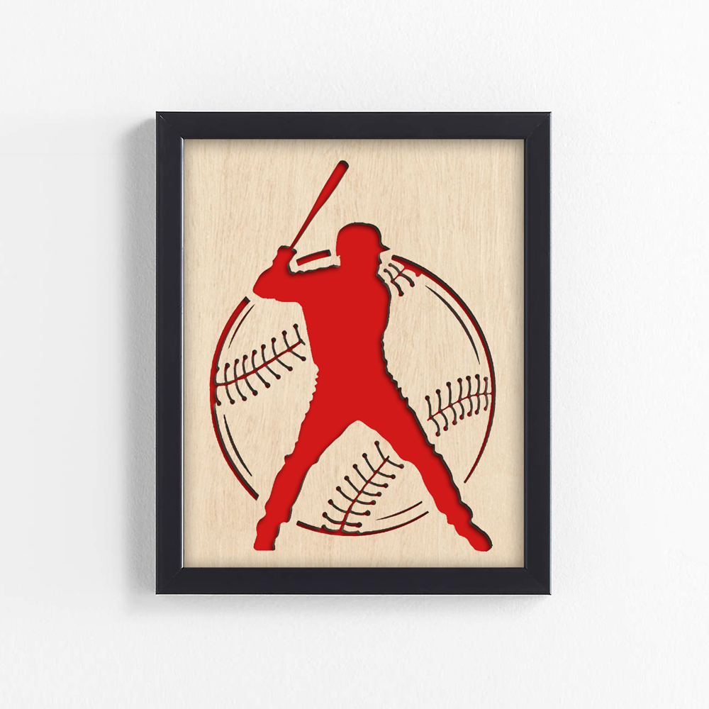 Baseball Player Wood Art