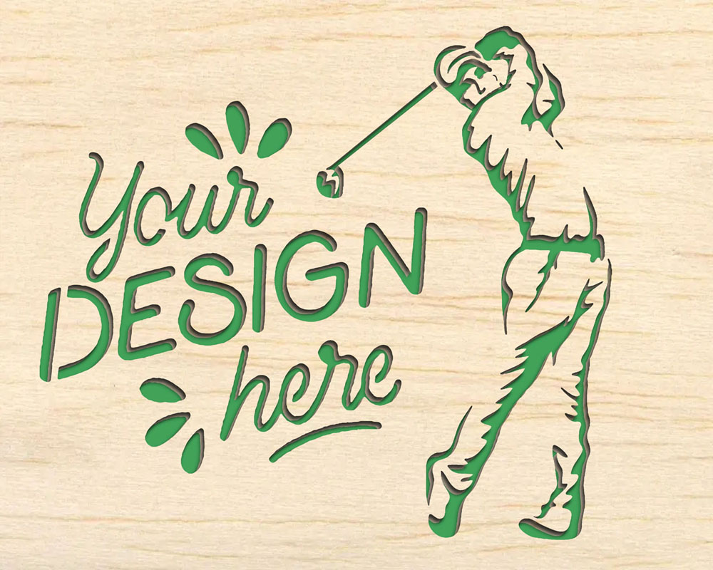 Golfer with Your Logo Wood Art