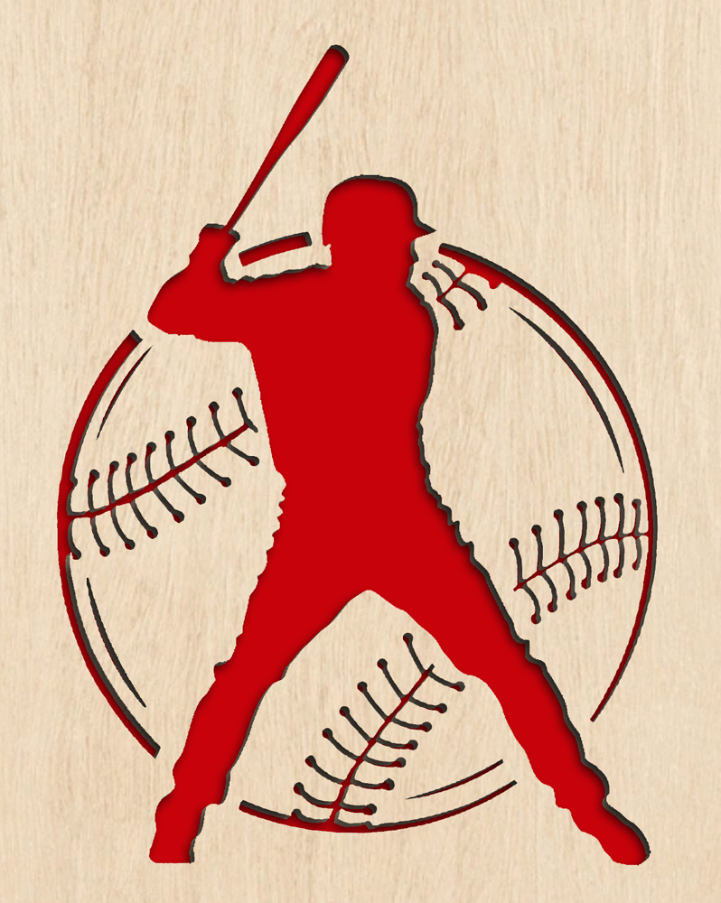 Baseball Player Wood Art
