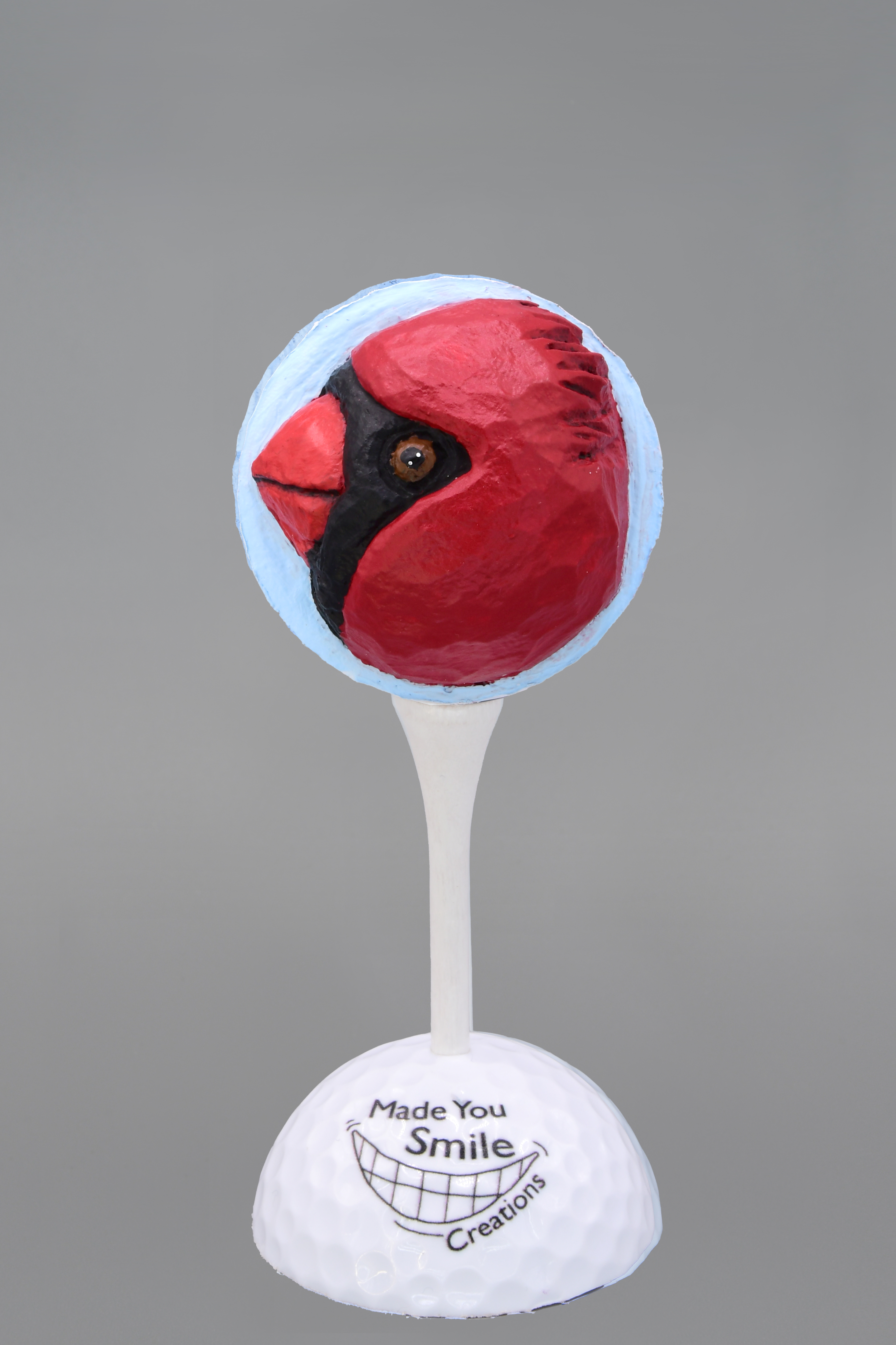 Cardinal Carved Golf Ball Art