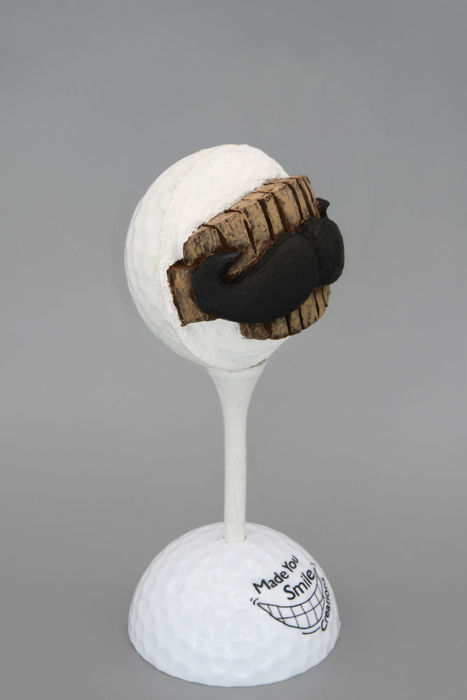 Mustache Carved Golf Ball Art