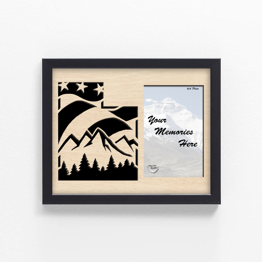 Patriotic Utah Wood Art Photo Mat