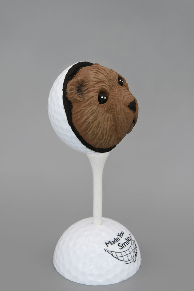 Teddy Bear Carved Golf Ball Art