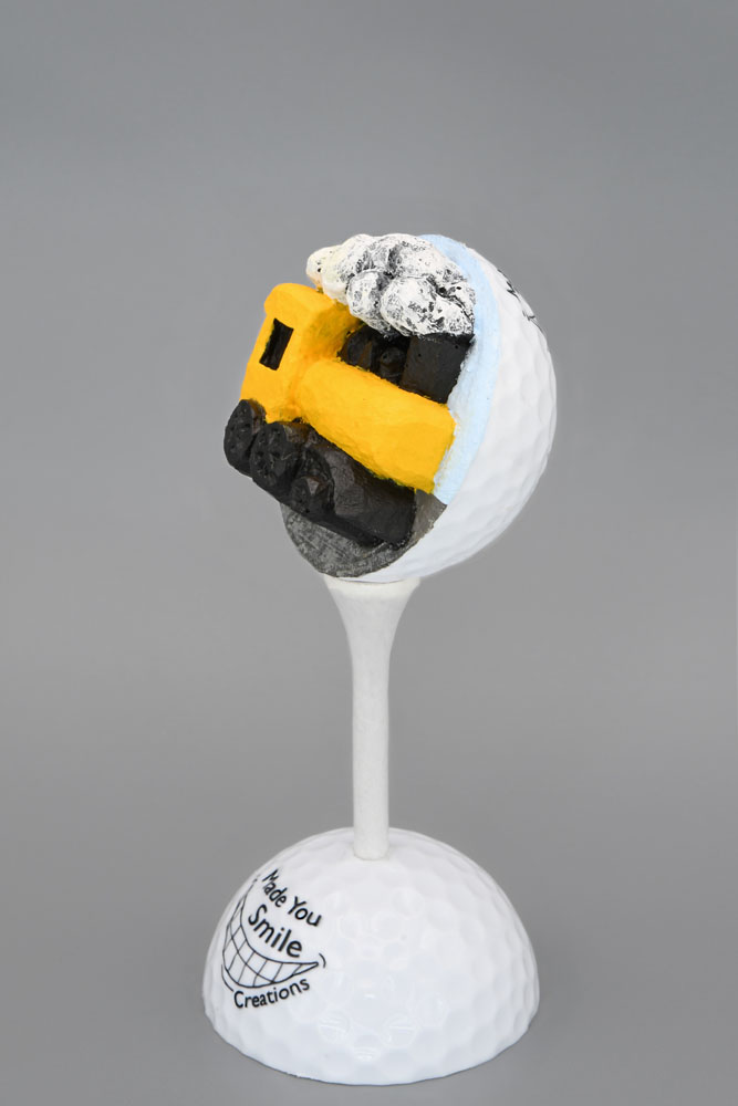 Train Engine 2 Carved Golf Ball Art
