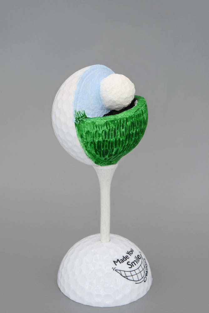 Hole in One Carved Golf Ball Art 