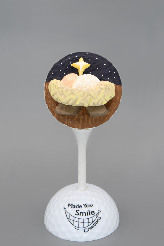 Nativity - Baby Jesus Carved Golf Ball Art