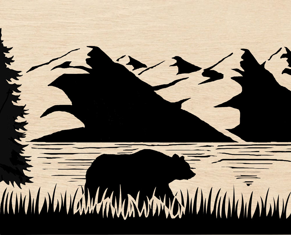 Bear by the Lake Wood Art