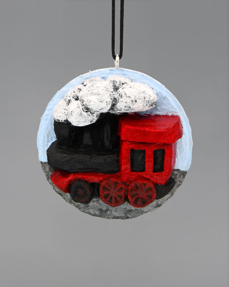 Train Engine Carved Golf Ball Art