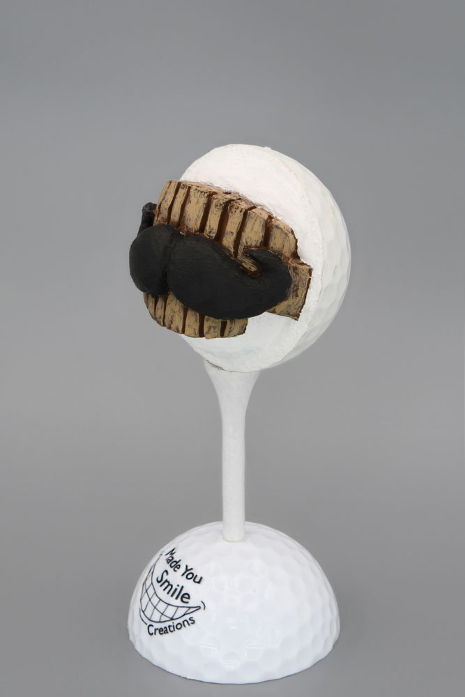 Mustache Carved Golf Ball Art