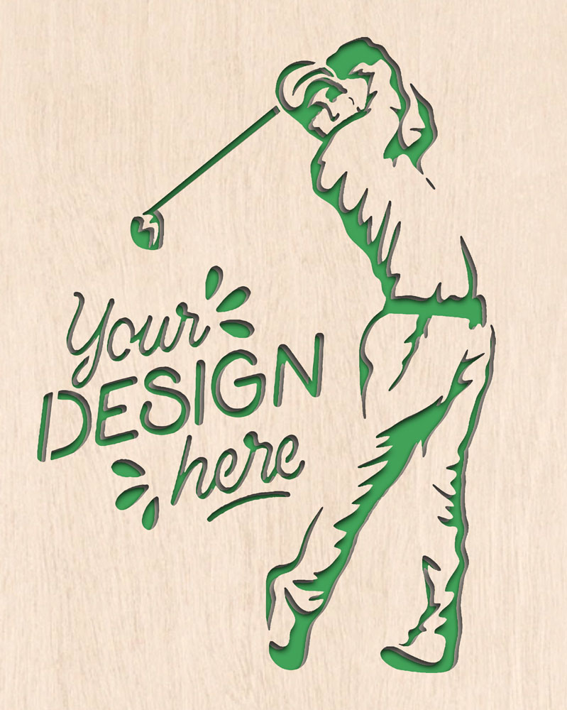 Golfer with Your Logo Wood Art