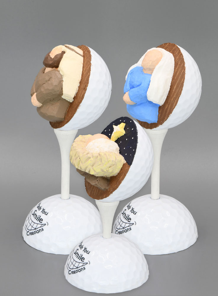 Nativity 3-Piece Carved Golf Ball Art Set