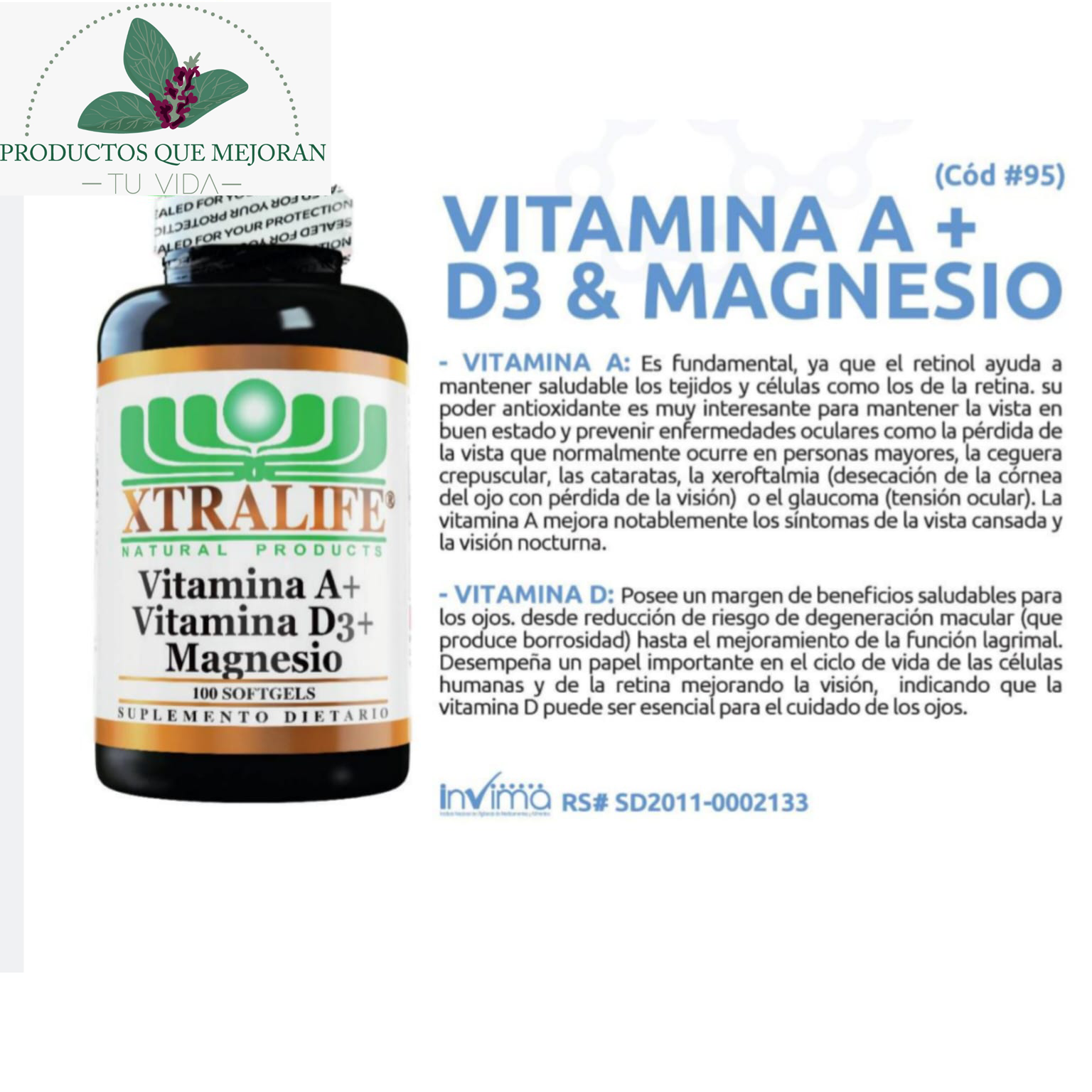 XTRALIFE Vitamina A + Vitamina D3 + Magnesio