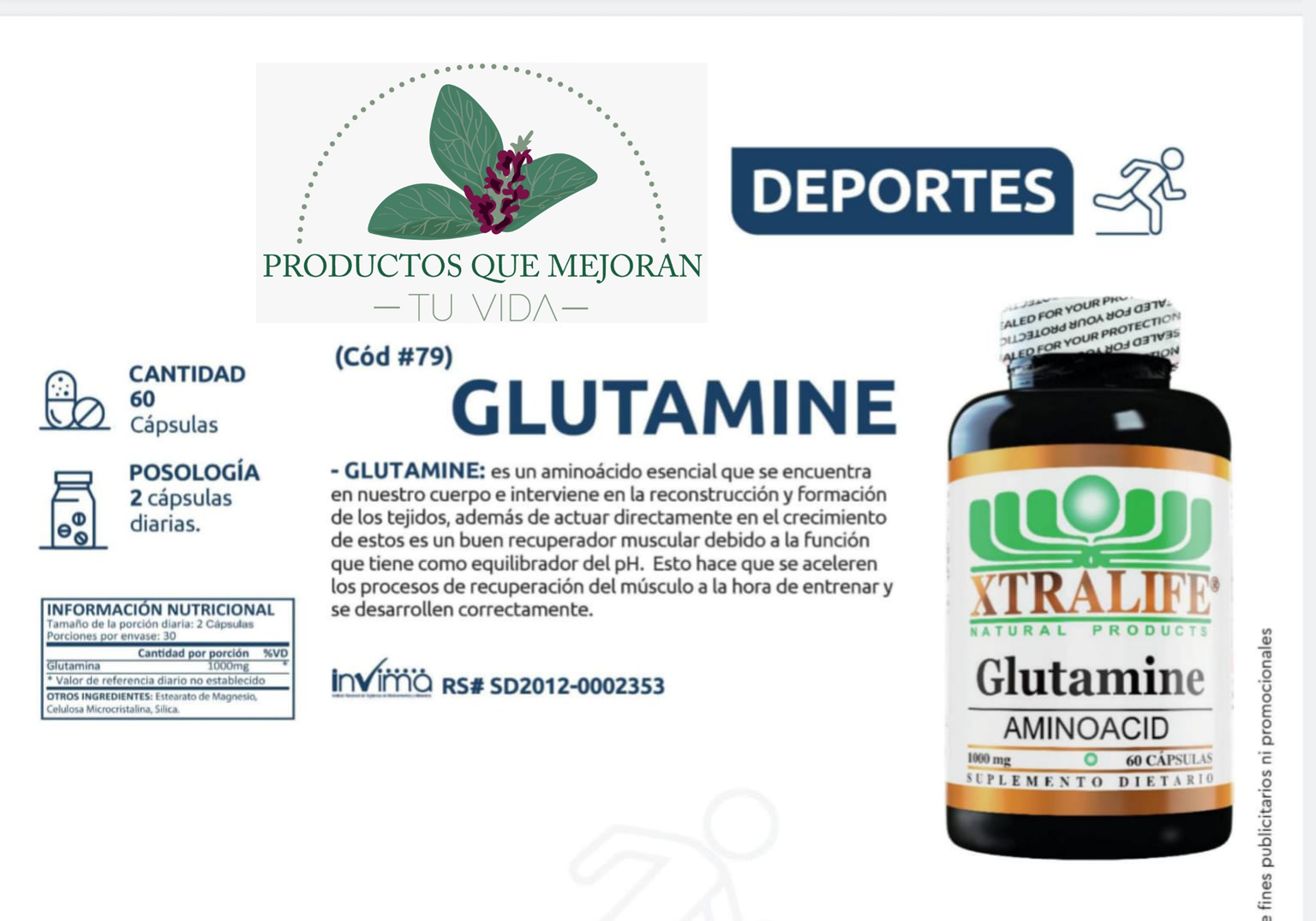Suplemento de aminoácidos de glutamina