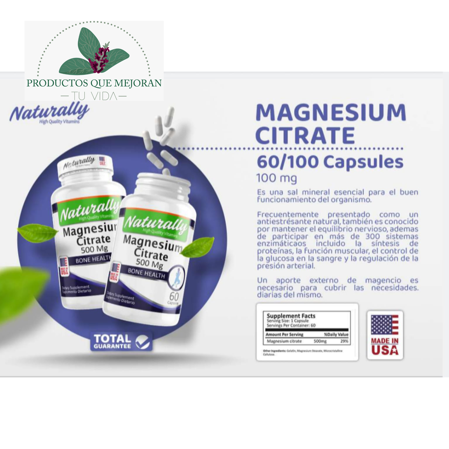 Citrato de magnesio 500 mg
