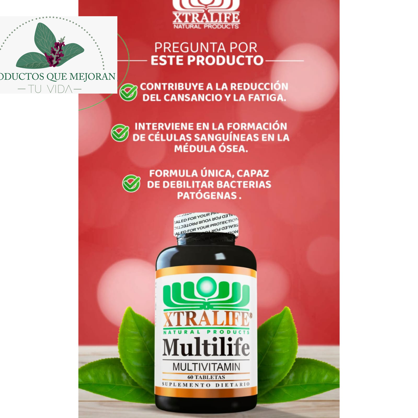 Tabletas multivitamínicas Xtralife Multilife