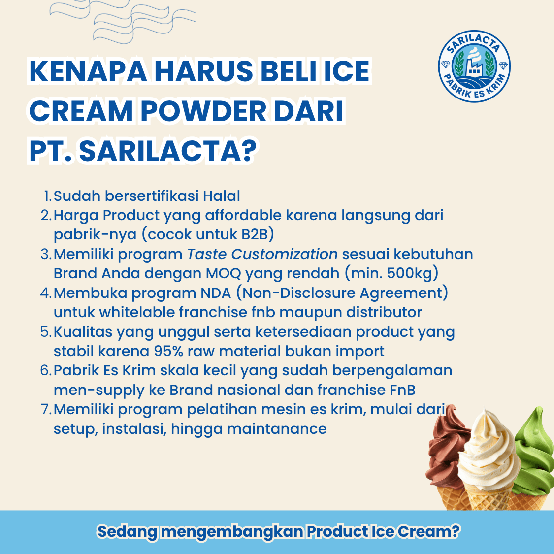 Sarilacta Bubuk Es Krim 25 Kg – Rasa Vanila (Dus Industri)