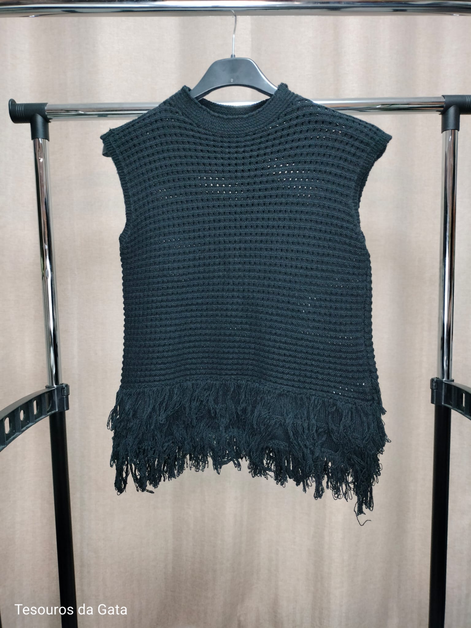 Blusa preta de tricô