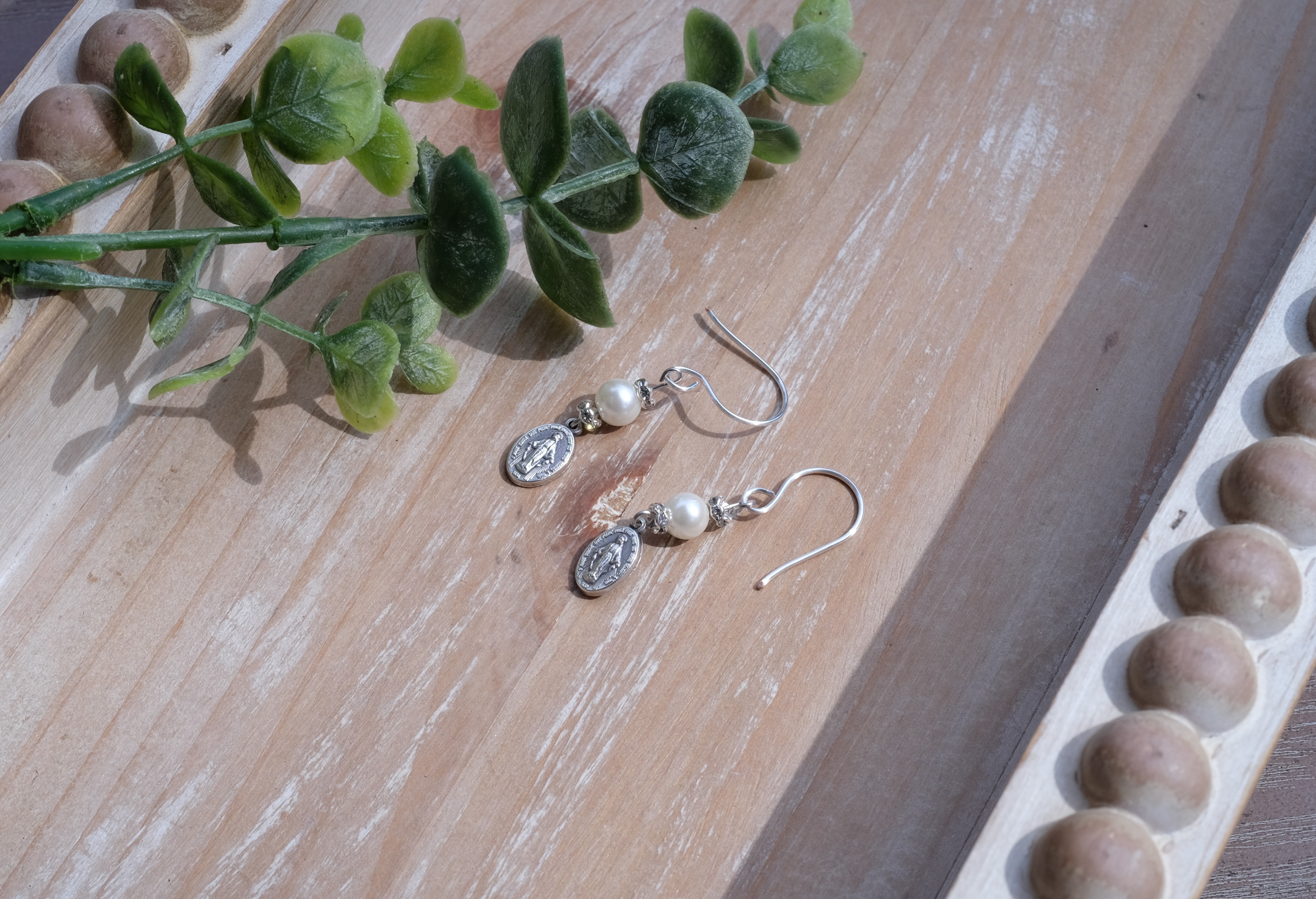 Pearl and Silver Miraculous Medal